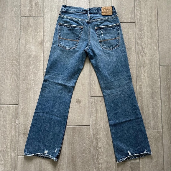Abercrombie & Fitch Low Rise Slim Boot Button Fly Distressed Jeans Men's 28x30 - Picture 7 of 15